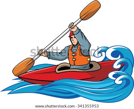 kayak vector kayaking cartoon canoe illustration vectors ocean shutterstock clip