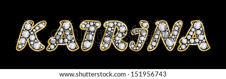 katrina name word letters made lettering shutterstock diamonds brilliant shiny gem font stone building style graphic