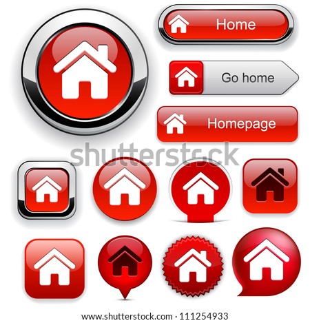 Home red design elements for website or app. Vector eps10.  stock 
