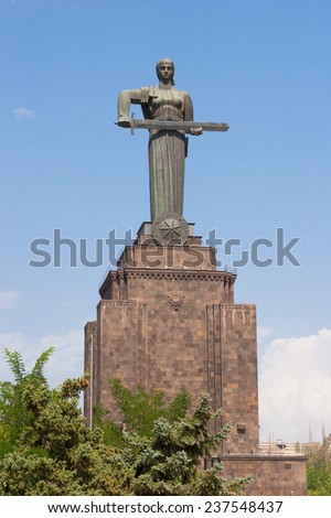 Mother Armenia Statue In Victory Park , Yerevan, Armenia. The Mother 