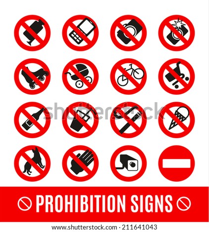 Prohibition Set Symbol - Stock Vector