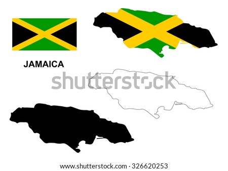 Jamaica map vector, Jamaica flag vector, isolated Jamaica - stock vector