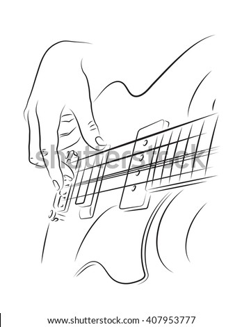 Drawing Guitar Line Player Stock Photos, Images, & Pictures | Shutterstock