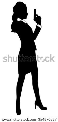 Woman Holding Gun Stock Vectors & Vector Clip Art 