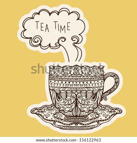 Vintage cup vector tea   icon   vector vector stock tea cup vintage