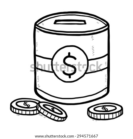 stock vector piggy bank and coin cartoon vector and illustration black and white hand drawn sketch style 294571667