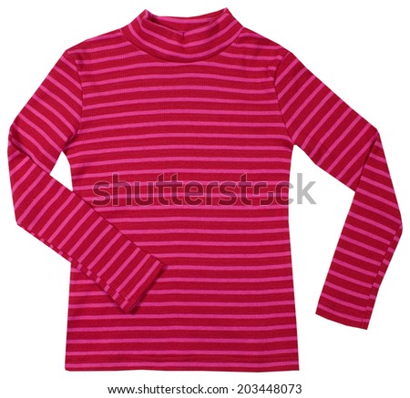 Red striped turtleneck. Isolated on a white background. - stock photo