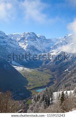 Typical swiss winter season landscape. January 2011, Switzerland 