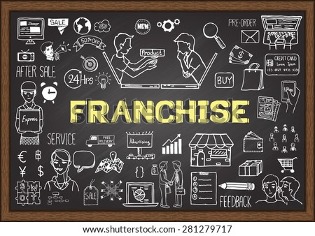 Image Result For How To Franchise A Business The Art Of Global Expansion stock vector doodles about franchise on chalkboard 281279717 How To Franchise A Business The Art Of Global Expansion
