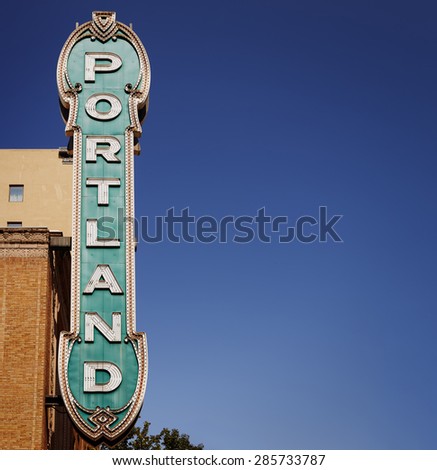 Oregon sign 30's brick building on vintage chandelier  from  Portland, Blue portland in Portland  oregon