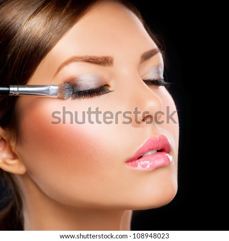 Make-up.Eyes shadows. Eye shadow brush - stock photo - stock-photo-eyes-makeup-make-up-eyes-shadows-eye-shadow-brush-108948023