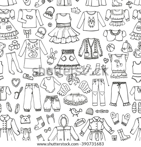 Girl fashion wear seamless pattern.Baby,teenager clothing,shoes ...