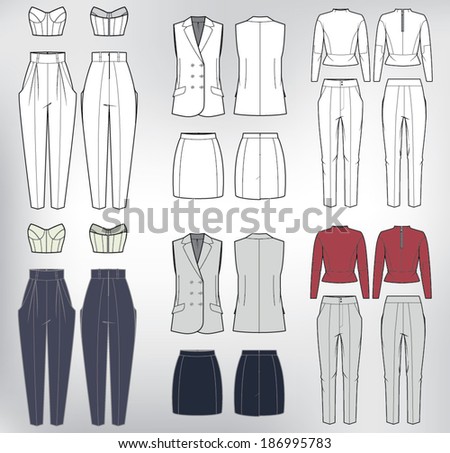 vector set of s clothes blouse top west skirt vector set of s clothes blouse top west skirt