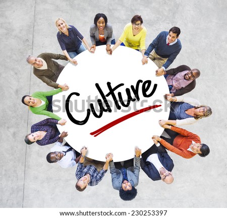 Diverse People in a Circle with Culture Concept  stock photo