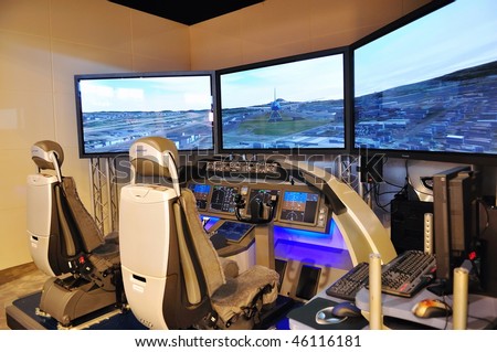 SINGAPORE - FEBRUARY 03: Boeing flight simulator at Singapore Airshow February 03, 2010 in