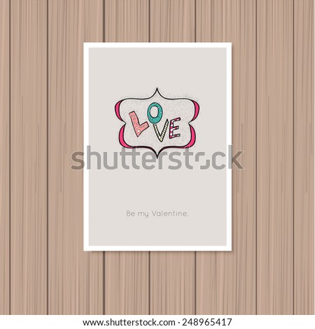 Valentine's day greeting card on a wooden background - stock vector