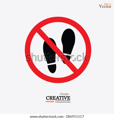 Imprint soles shoes sign icon. Shoe print symbol. Do not stay. Red