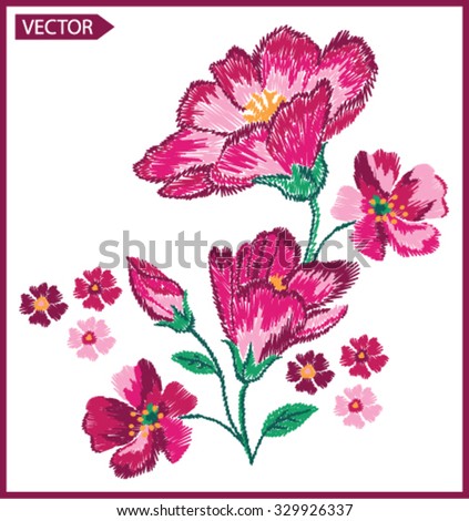 embroidery flower designs - stock vector