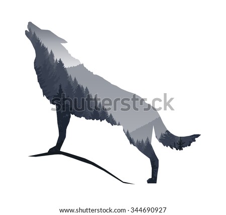 Wolf Pack Howling Silhouette