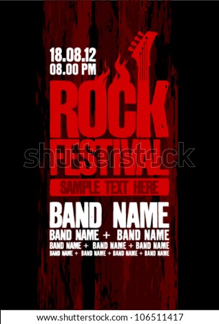 Rock festival design template with bass guitar and place for text 