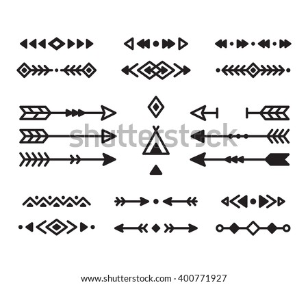Native American Indian design elements set. Borders, arrows, ornaments ... Native American Indian design elements set. Borders, arrows, ornaments ...