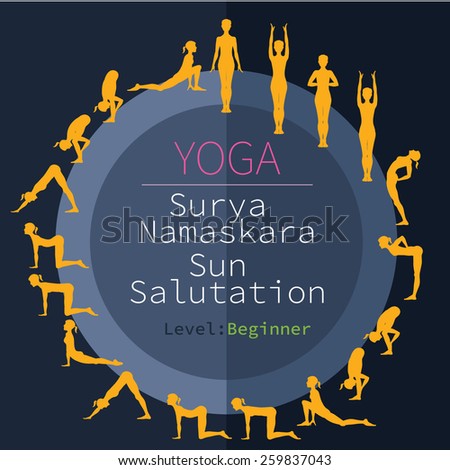 poses: poses hemorrhoids  stock  Namaskara Surya vector yoga yoga
