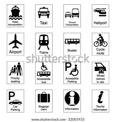 Public Information Signs Collection 1 Transport - stock vector