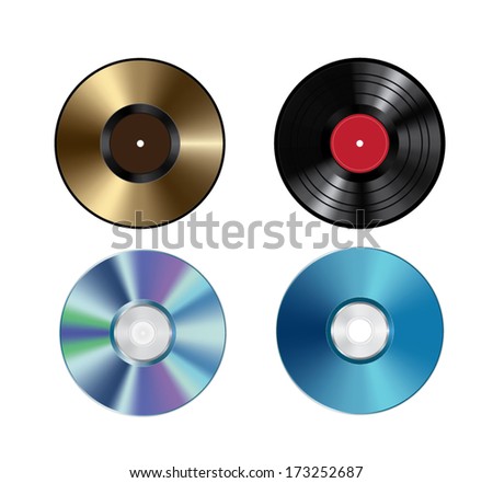 Vinil disc and CD - stock vector