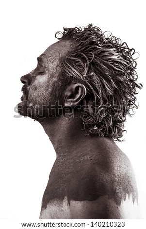 Warrior With Sword, Dream, Anger, Dreaming, Man Covered In Mud, Royalty Free Stock Photo - Image 