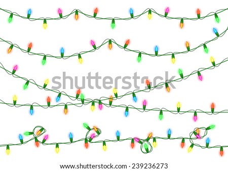 Illustration of colorful Christmas lights collection isolated - stock