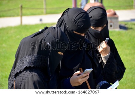 istanbul turkey october 08 muslim veiled women in the istanbul turkey october 08 muslim veiled women in the