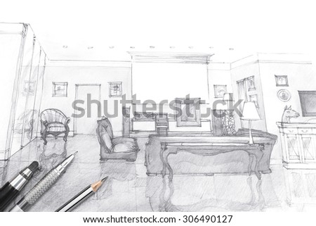 Pencil sketch of a room Stock Photos, Images, & Pictures | Shutterstock