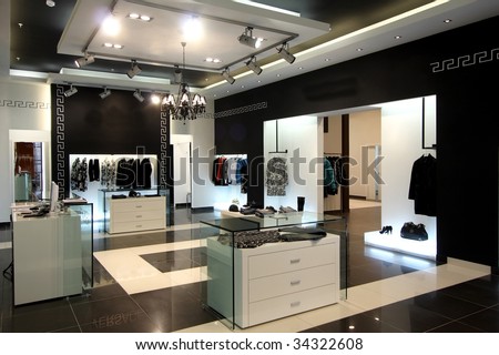 Interior of modern shop of clothes - stock photo