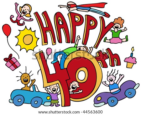 40Th-Birthday-Cartoons cartoon of people celebrating an anniversary isolated on a white ...