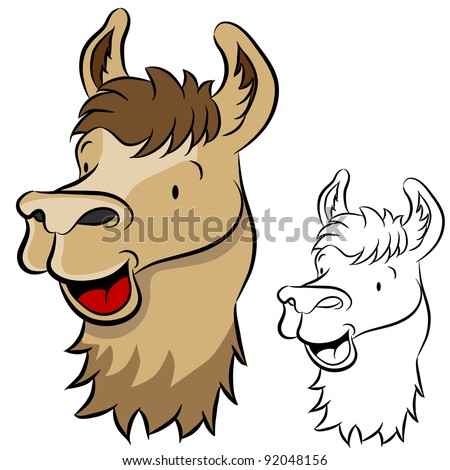 An image of a cartoon llama face. - stock photo