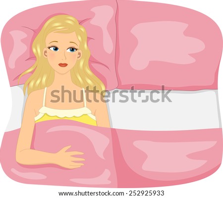 ... of a Lonely Girl Lying on a Half-Empty Double Bed - stock vector