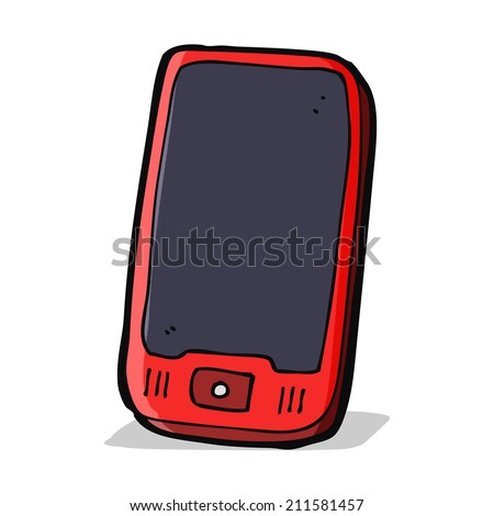 cartoon mobile phone - stock photo