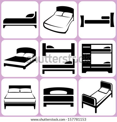 Bed Icon Stock Photos, Illustrations, and Vector Art