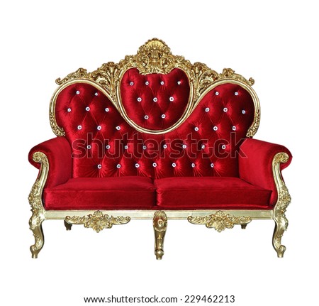 stock photo red luxurious sofa on white background 229462213