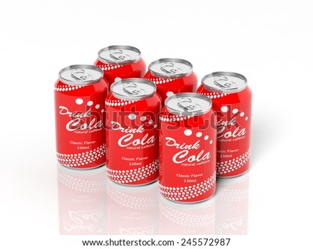 Download 3D six pack collection of cola cans isolated on white ... Yellowimages Mockups