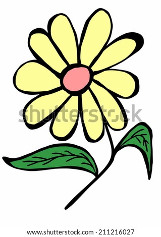 doodle yellow flower - stock photo