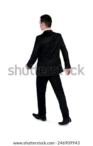 Isolated business man walk away - stock photo