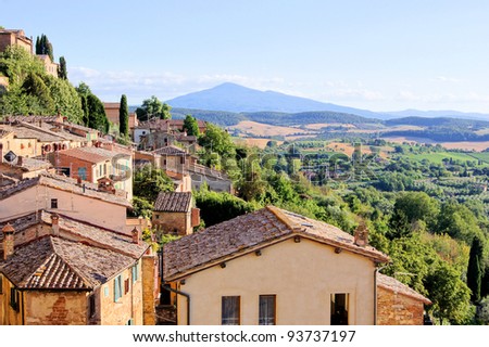 View over the landscape of Tuscany from the hill town of Montepulciano 