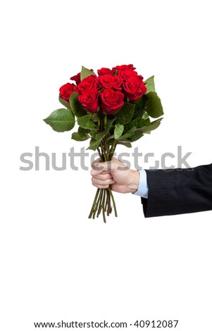Une rose rouge ! - Page 12 Stock-photo-a-man-s-hand-holdng-a-dozen-red-roses-on-a-white-background-with-copy-space-40912087