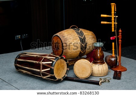 Traditional Thai musical instruments  stock photo