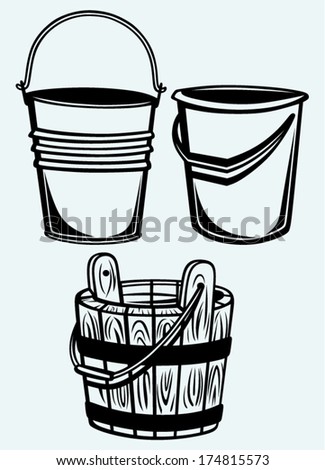 Cartoon Empty Rural Wooden Bucket Stock Photos, Images, & Pictures