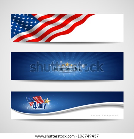 Flag banners collection independence day template backgrounds, vector illustration - stock vector