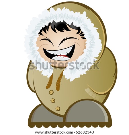 funny cartoon eskimo - stock vector