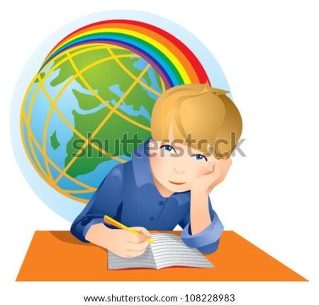 Stock Images similar to ID 60803437 - cartoon boy studying isolated...
