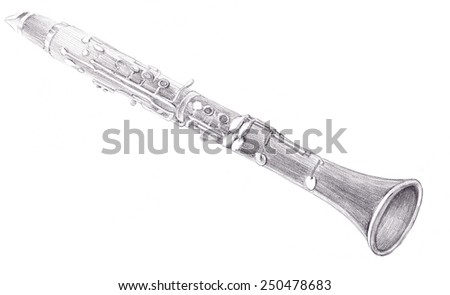 Clarinet sketch - stock photo